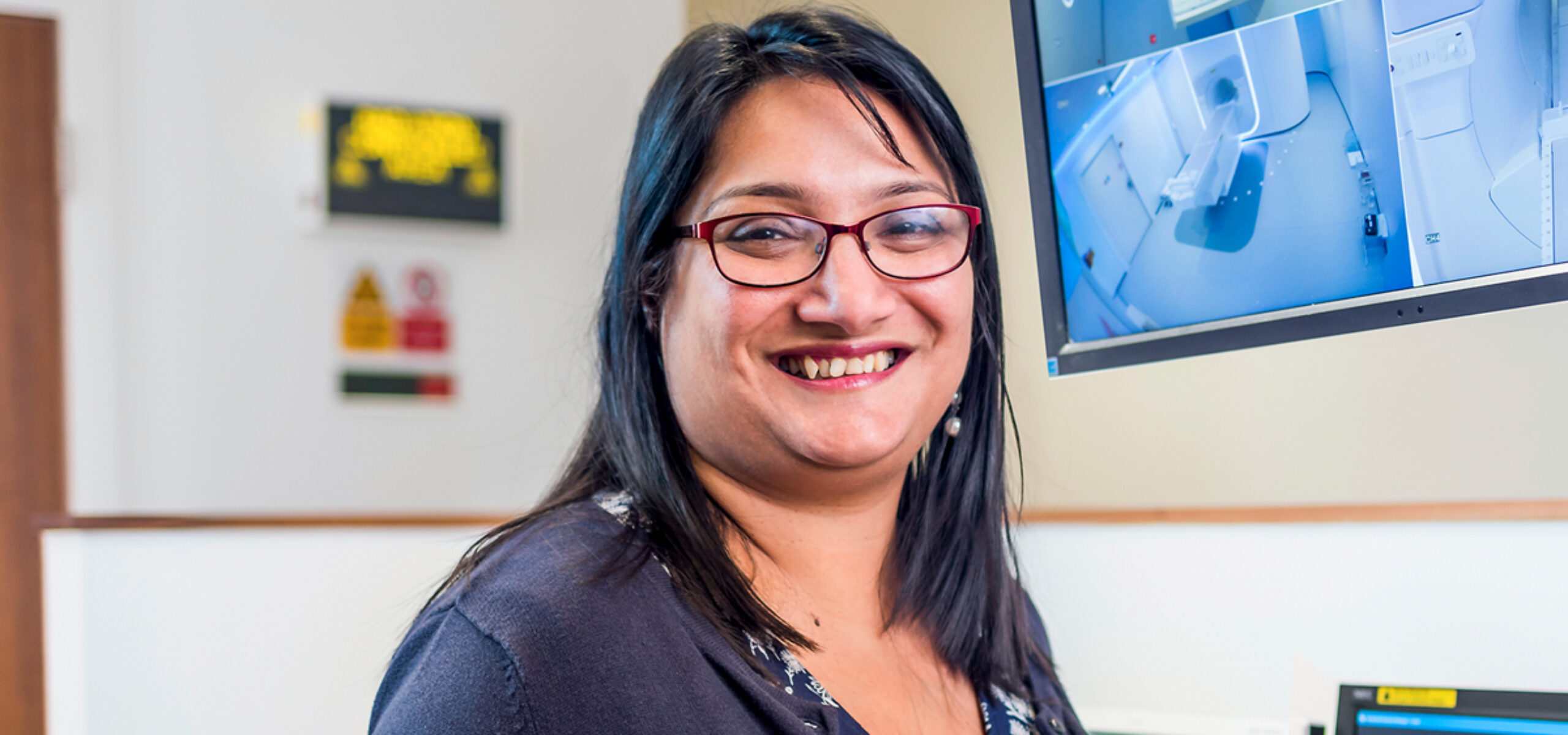 Professor Ananya Choudhury in the MR-Linac analysis room