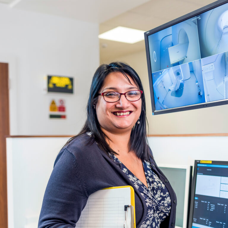 Professor Ananya Choudhury in the MR-Linac analysis room