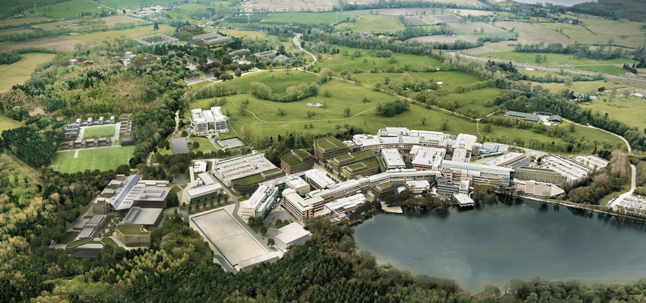 Aerial overview of Alderley Park, current home to the Cancer Research UK Manchester Institute