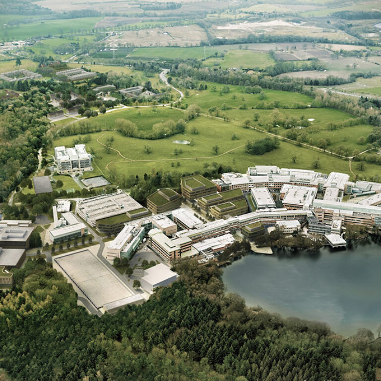 Aerial overview of Alderley Park, current home to the Cancer Research UK Manchester Institute