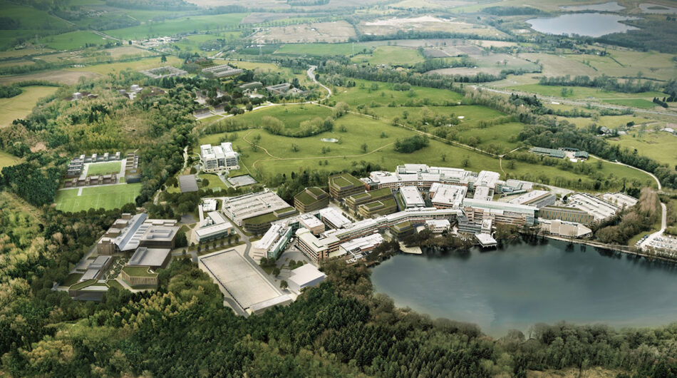 Aerial overview of Alderley Park, current home to the Cancer Research UK Manchester Institute