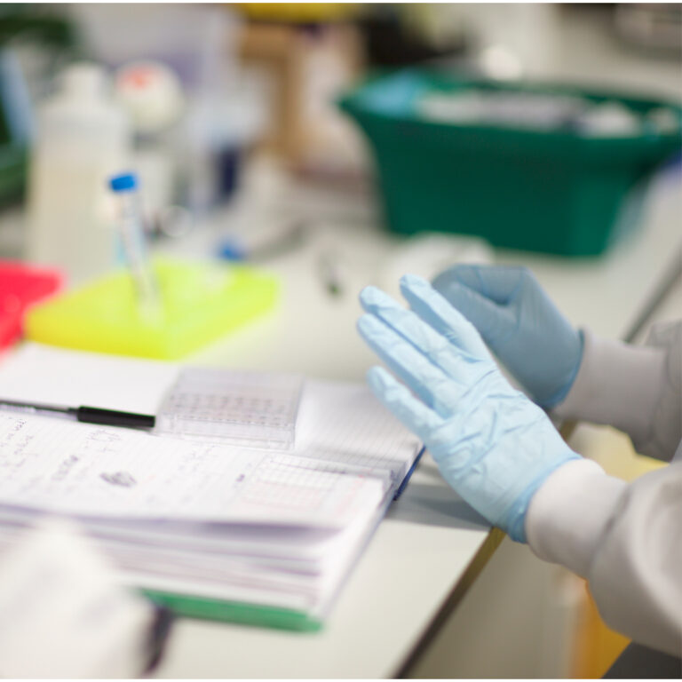Researcher analysing samples