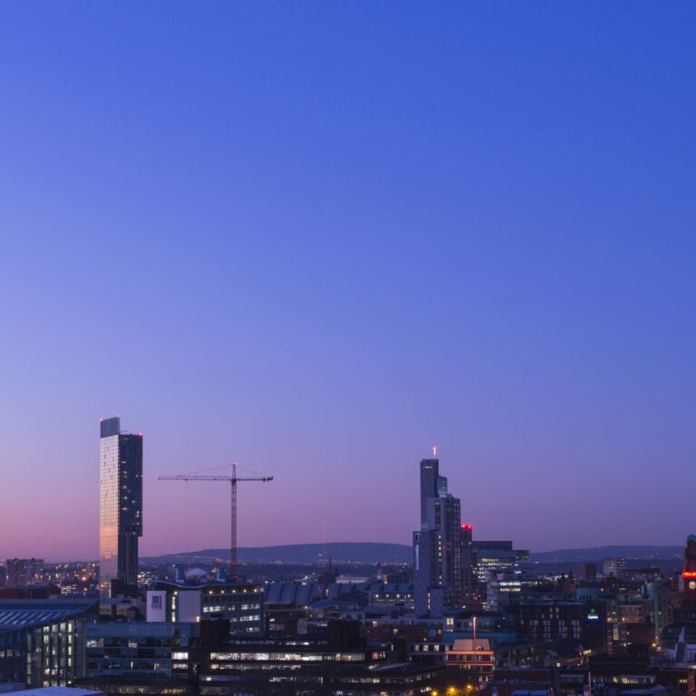 Manchester skyline in twilight