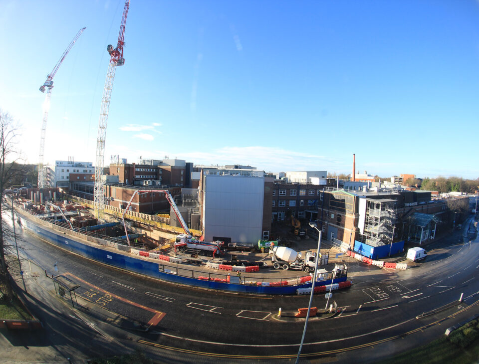 View from the top of the OCRB on December 2020 showing the Paterson facility site with construction beginning in the basement area