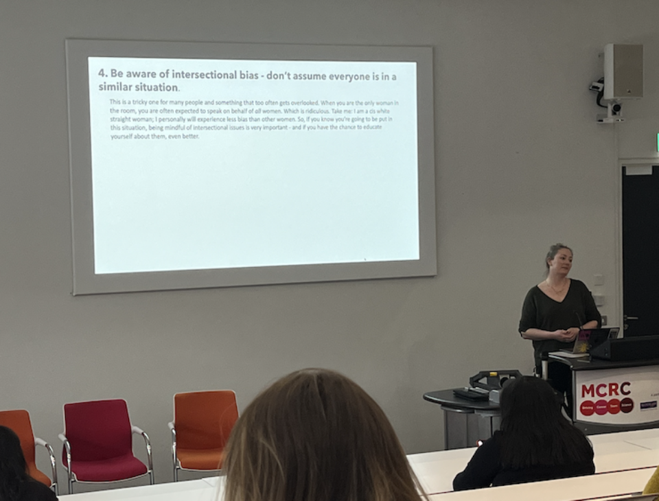 Prof. Anna Scaife presenting at the International Women's day event
