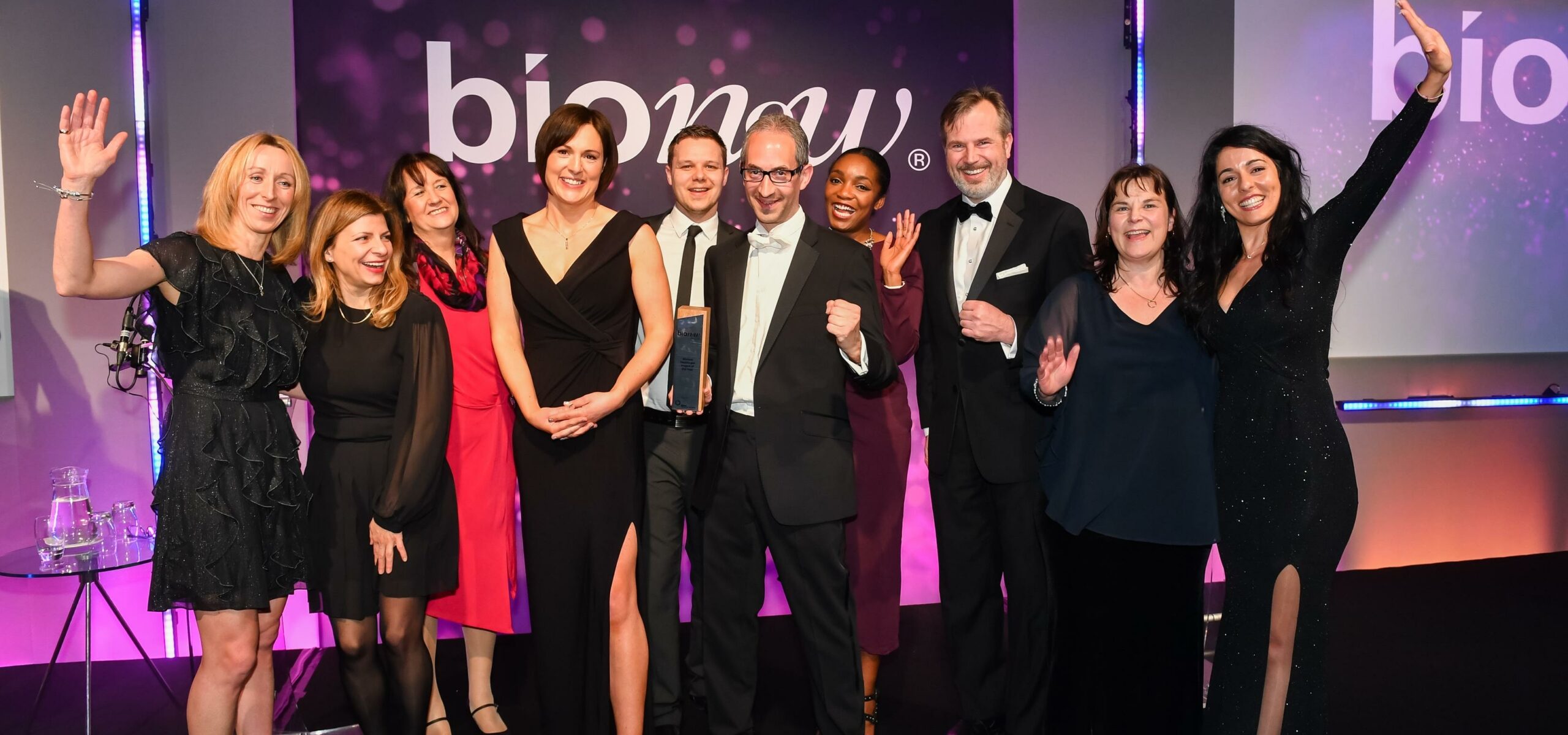 Dr Matt Krebs and the team celebrating their winning of the Bionow Healthcare award