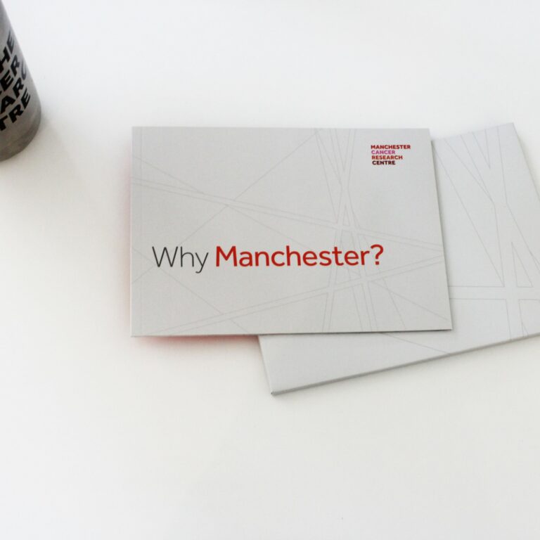 A photo of the 'Why Manchester' brochure front cover