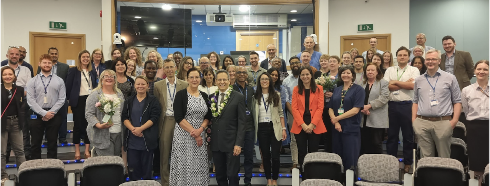 A photo from Juan Valle's retirement celebration showing all the guests who attended the celebration