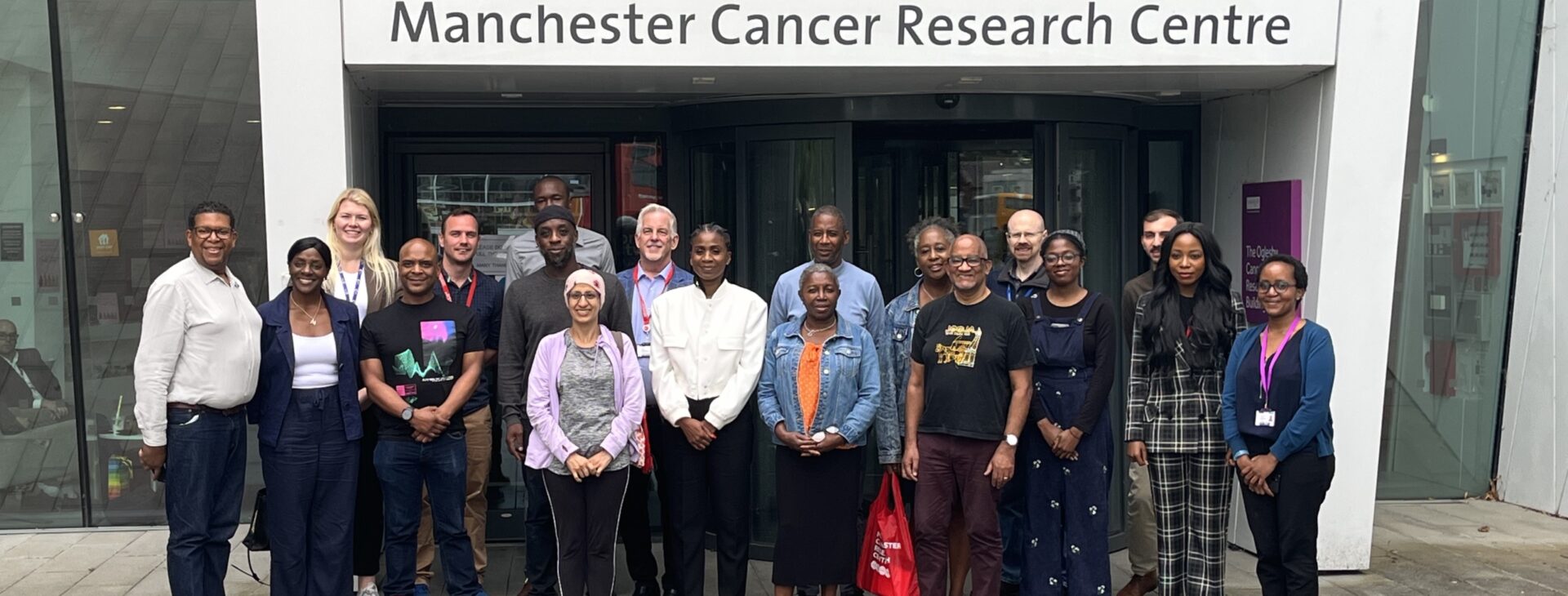 Delegates from Can Survive UK and the MCRC outside the Oglesby Cancer Research Building in Manchester