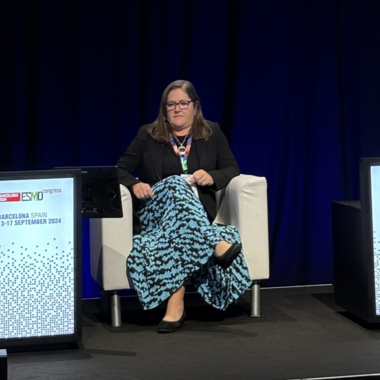 Dr Natalie Cook presenting at ESMO 2024