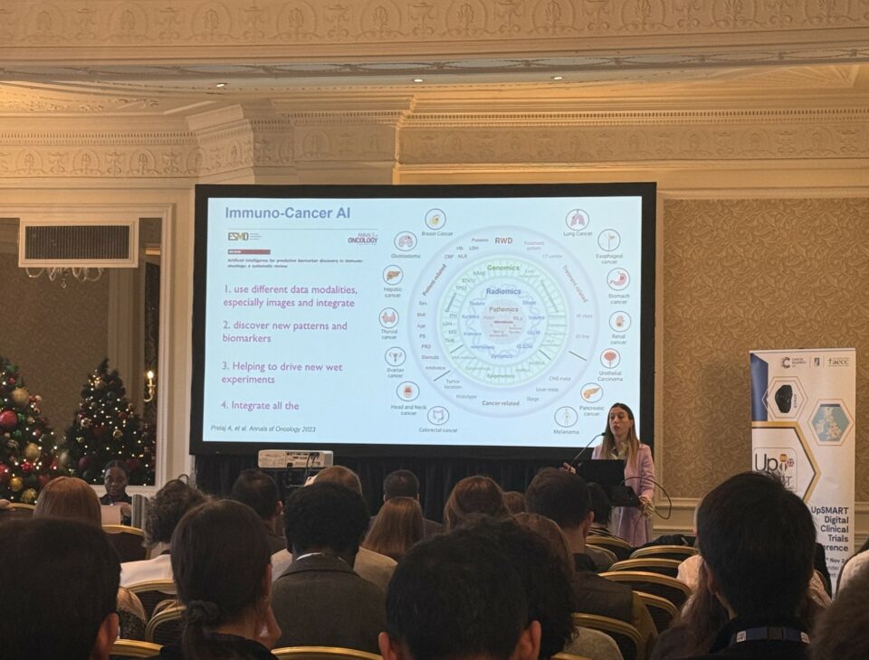Arsela Prelaj presenting to the UpSMART Accelerator Award conference audience