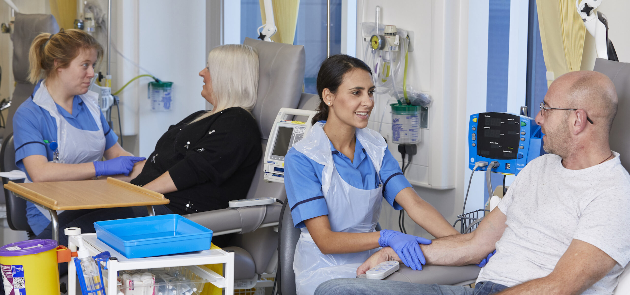 Nurses and patients in the clinic at The Christie.