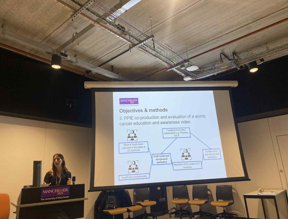 Eleanor Richards, First year PhD Cancer Sciences student, delivering a presentation